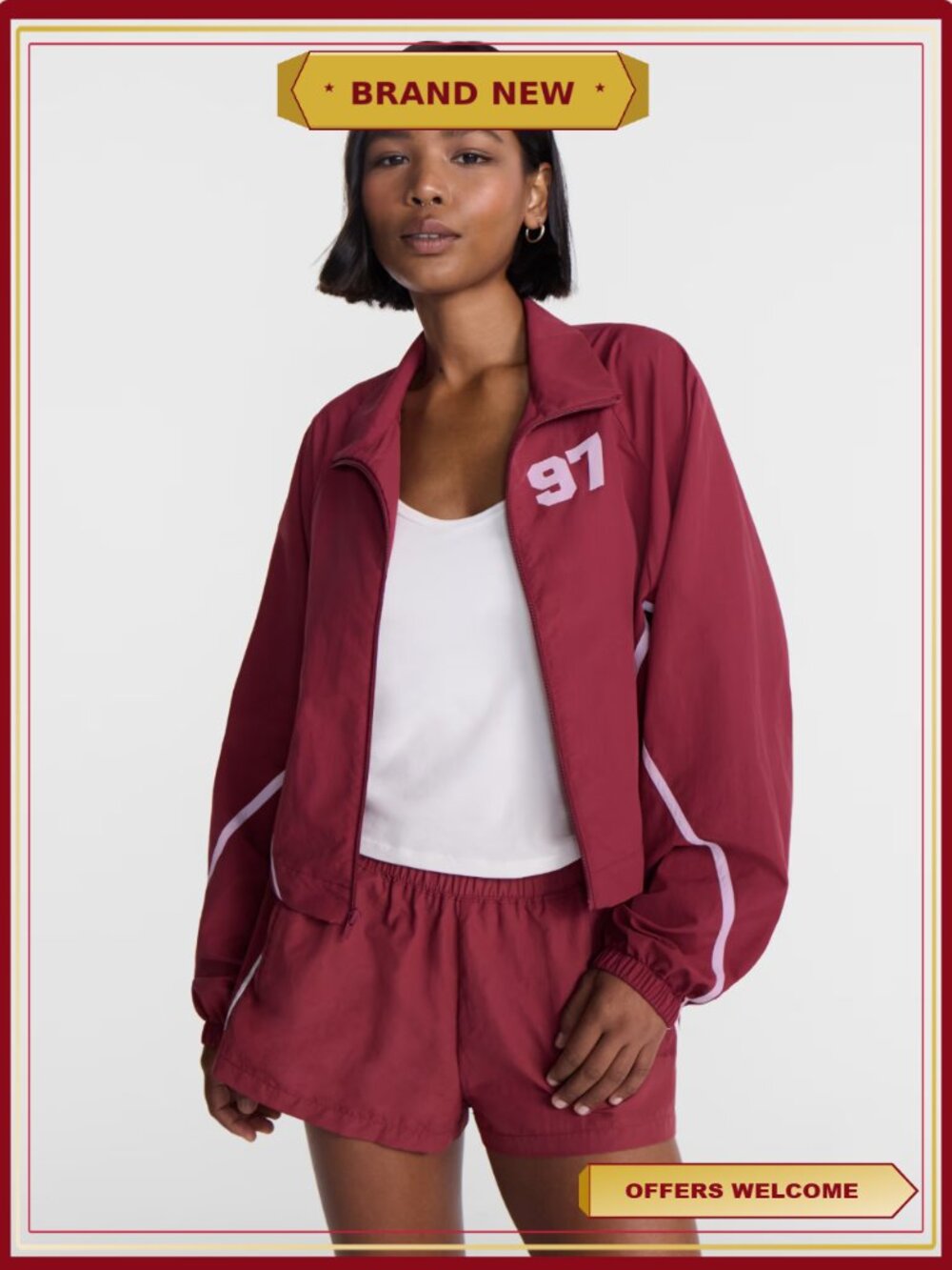Zip Front Graphic Track Jacket Mock Neck Full Zip Athletic